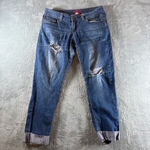 Gogo Star Ankle Jeans Womens 9 Medium Wash Distressed Ripped Slim Stretch Denim‎
